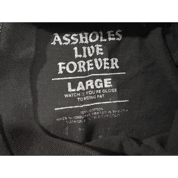 Asshol**s Live Forever Cl*t Funny Black Crew Short Sleeve Cotton Tee T-shirt L - Picture 6 of 9